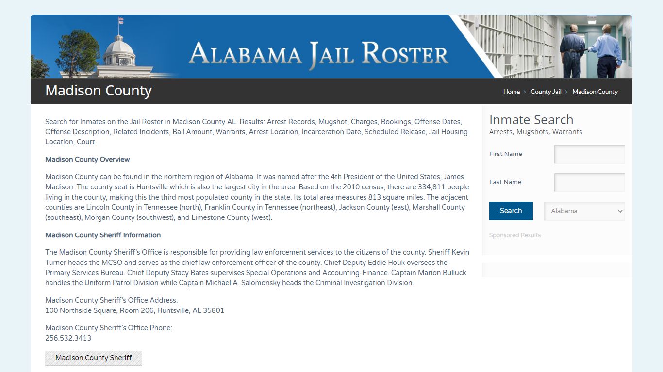 Madison County | Alabama Jail Inmate Search